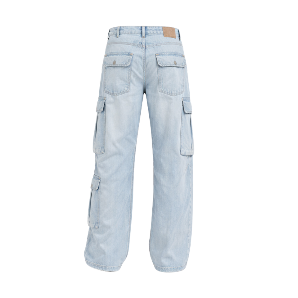 Women’s Denim Cargo Pants – High Waist Multi-Pocket Stylish Streetwear Jeans for Casual & Everyday Wear