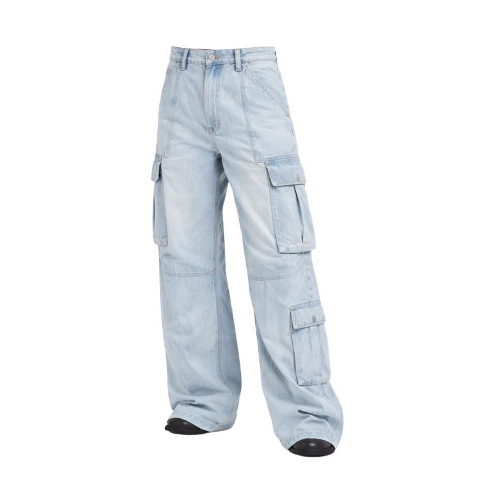 Women’s Denim Cargo Pants – High Waist Multi-Pocket Stylish Streetwear Jeans for Casual & Everyday Wear